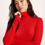 LANIUS roll-neck top in red TENCEL Lyocell, another view