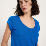 Scoop Neck Tee - Lapis Blue by LANIUS — fair fashion in organic materials, front view