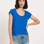 Scoop Neck Tee - Lapis Blue by LANIUS — fair fashion in organic materials, view 4