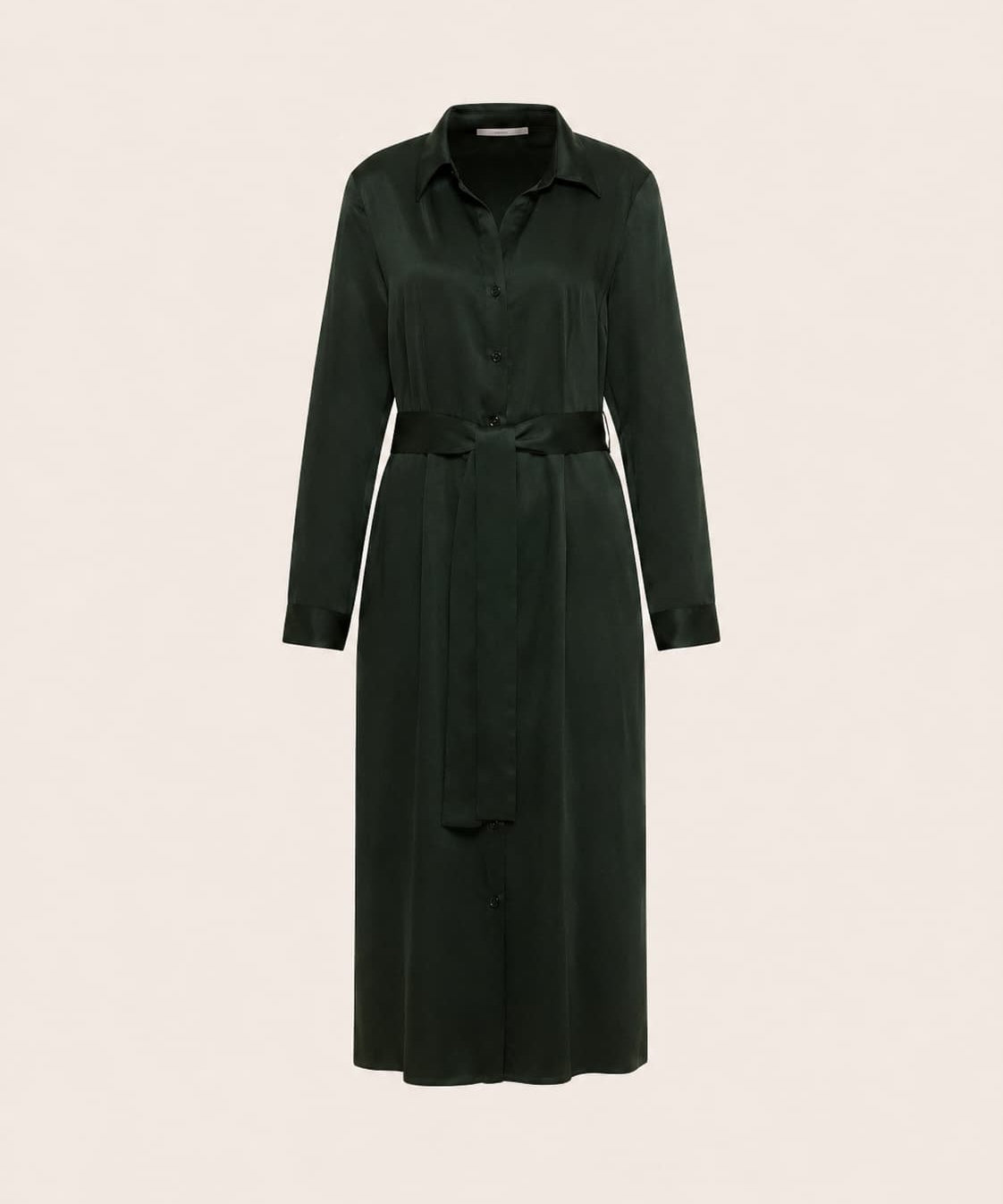 Shirt Dress — Forest Green by LANIUS — fair fashion in organic materials, front view