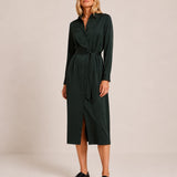 Shirt Dress — Forest Green by LANIUS — fair fashion in organic materials, view 3