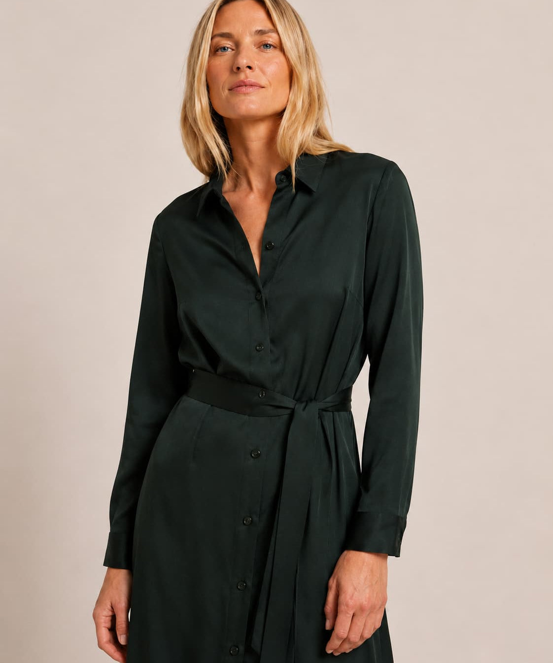 Shirt Dress — Forest Green by LANIUS — fair fashion in organic materials, view 2