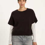 LANIUS sleeveless jumper in chocolate tweed knit, another view