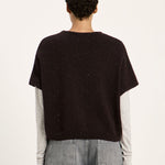 LANIUS sleeveless jumper in chocolate tweed knit, another view