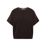 LANIUS sleeveless jumper in chocolate tweed knit, front view