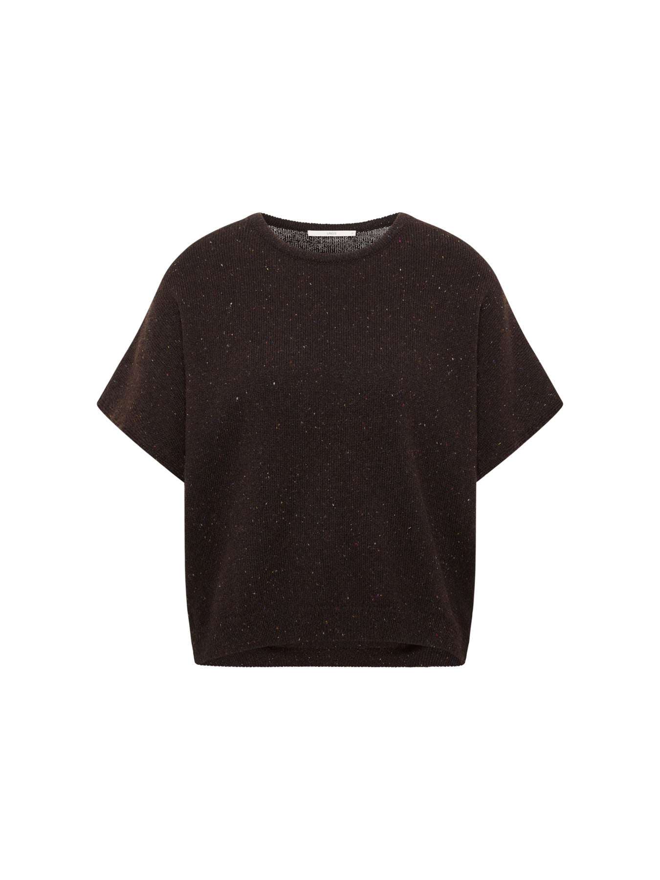 LANIUS sleeveless jumper in chocolate tweed knit, front view