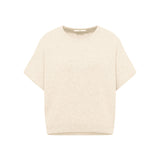 LANIUS sleeveless jumper in off-white organic virgin wool and cotton, front view