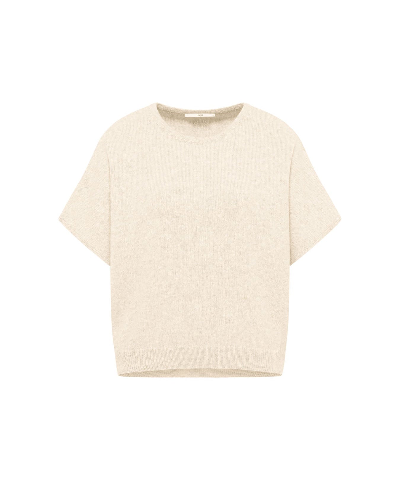 LANIUS sleeveless jumper in off-white organic virgin wool and cotton, front view
