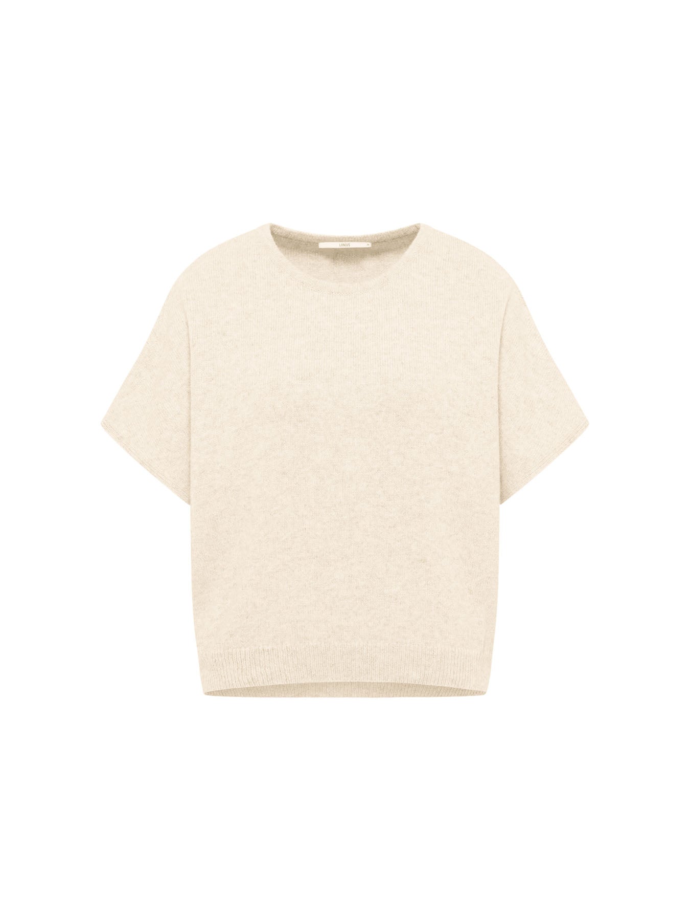 LANIUS sleeveless jumper in off-white organic virgin wool and cotton, front view