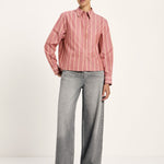 LANIUS brick and carrot striped blouse, second view