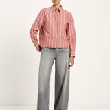 LANIUS brick and carrot striped blouse, second view
