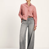 LANIUS brick and carrot striped blouse, third view