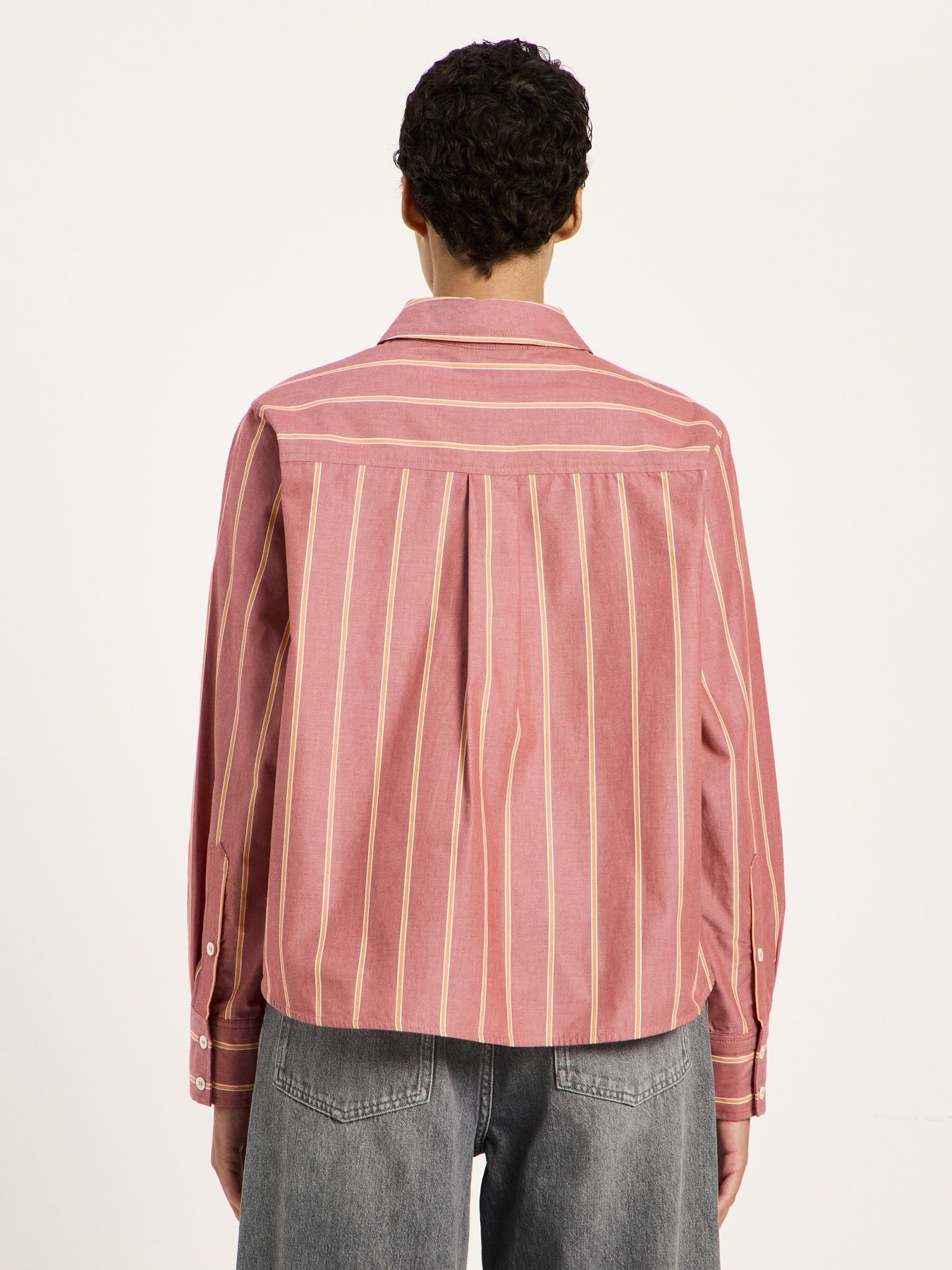 LANIUS brick and carrot striped blouse, fourth view