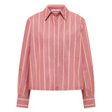 LANIUS brick and carrot striped organic cotton blouse, front view