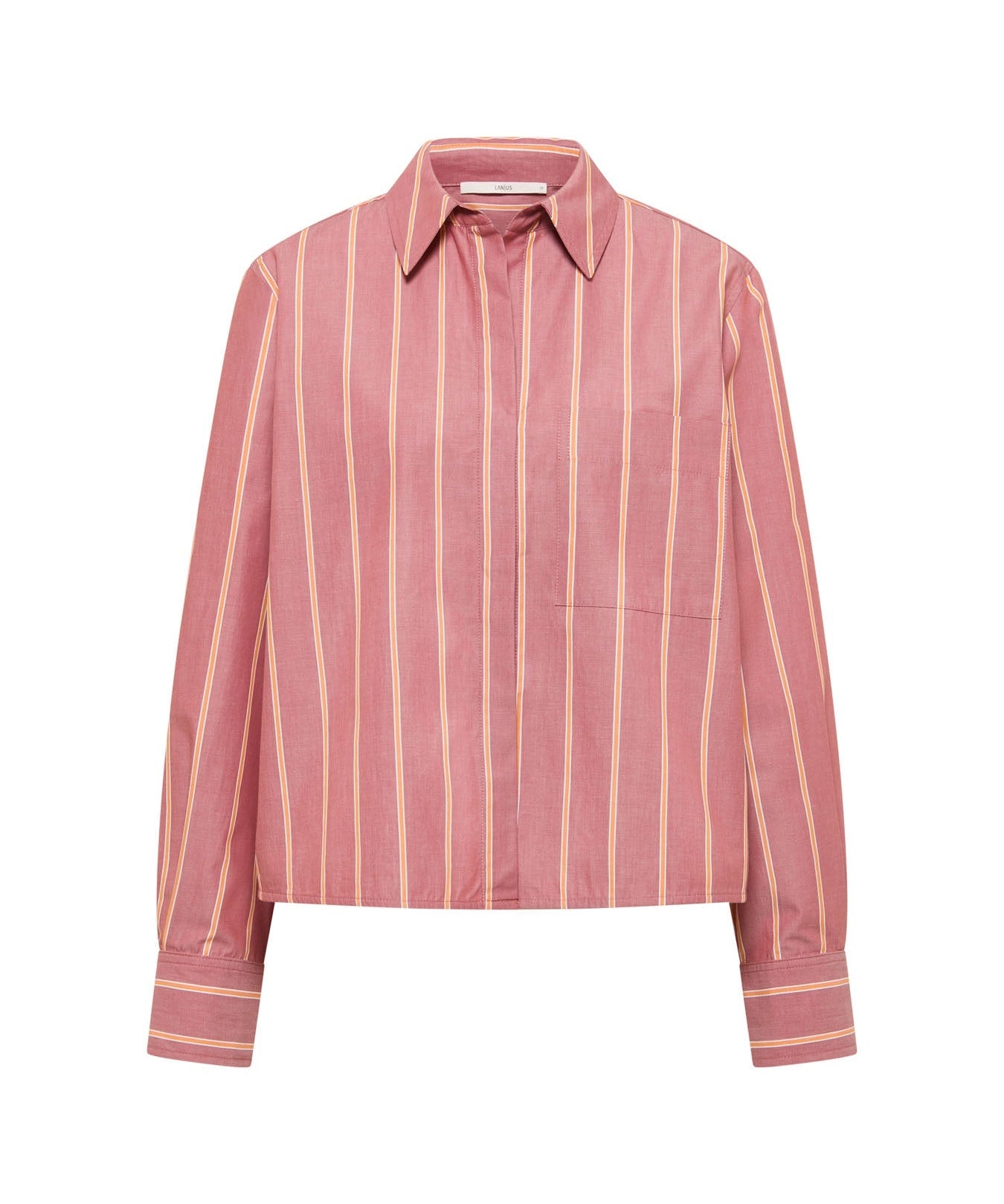 LANIUS brick and carrot striped organic cotton blouse, front view