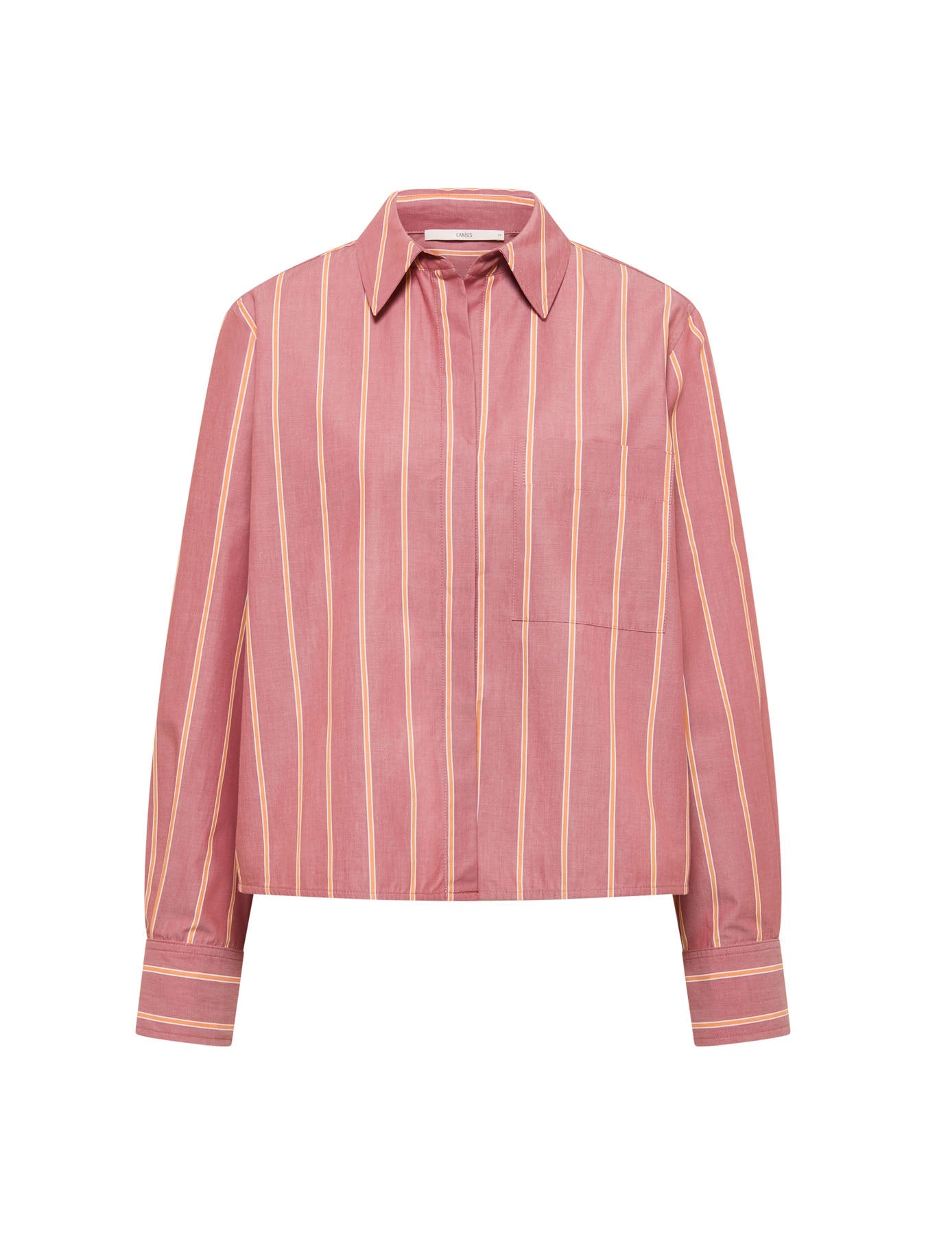 LANIUS brick and carrot striped organic cotton blouse, front view