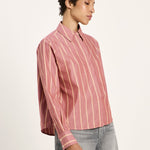 LANIUS striped blouse in brick and carrot