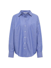 Lanius striped blue cotton poplin shirt for women at 99things.ch, featuring organic cotton and sustainable design.