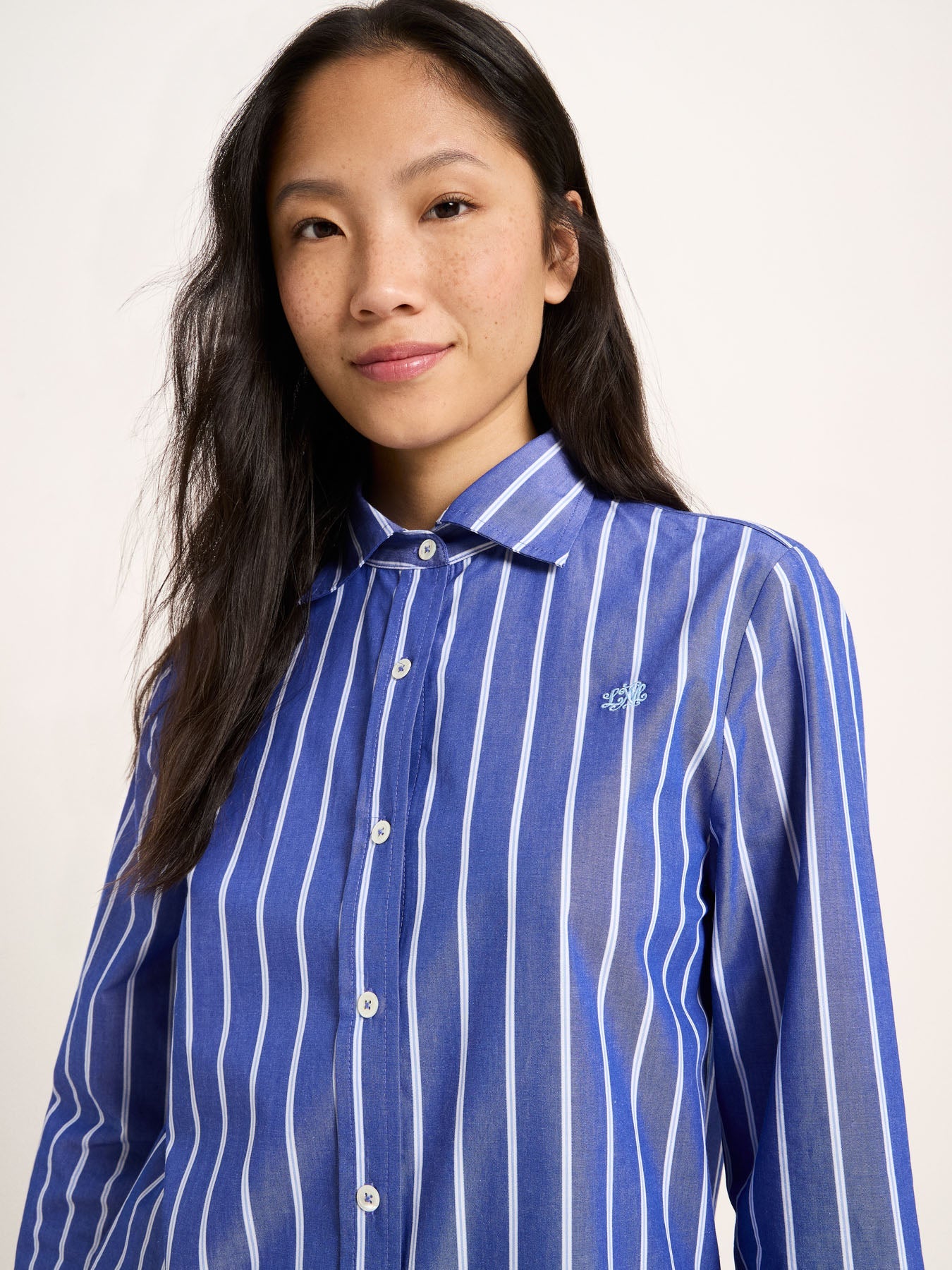 LANIUS shirt with electric blue and light blue stripes