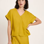 Draped V-Neck Top - Dark Kiwi by LANIUS — fair fashion in organic materials, view 5