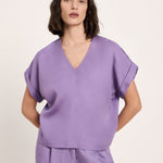 Draped V-Neck Top - Lavender by LANIUS — fair fashion in organic materials, view 4