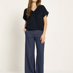 Draped V-Neck Top - Midnight Blue by LANIUS — fair fashion in organic materials, view 3