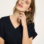 Draped V-Neck Top - Midnight Blue by LANIUS — fair fashion in organic materials, view 4