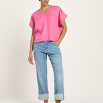 Draped V-Neck Top - Orchid Pink by LANIUS — fair fashion in organic materials, view 3