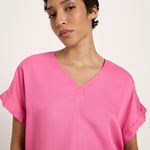 Draped V-Neck Top - Orchid Pink by LANIUS — fair fashion in organic materials, view 4