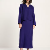 LANIUS blouse in violet TENCEL with a subtle sheen, another view