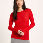 LANIUS long-sleeve T-shirt in red ribbed TENCEL Lyocell, another view