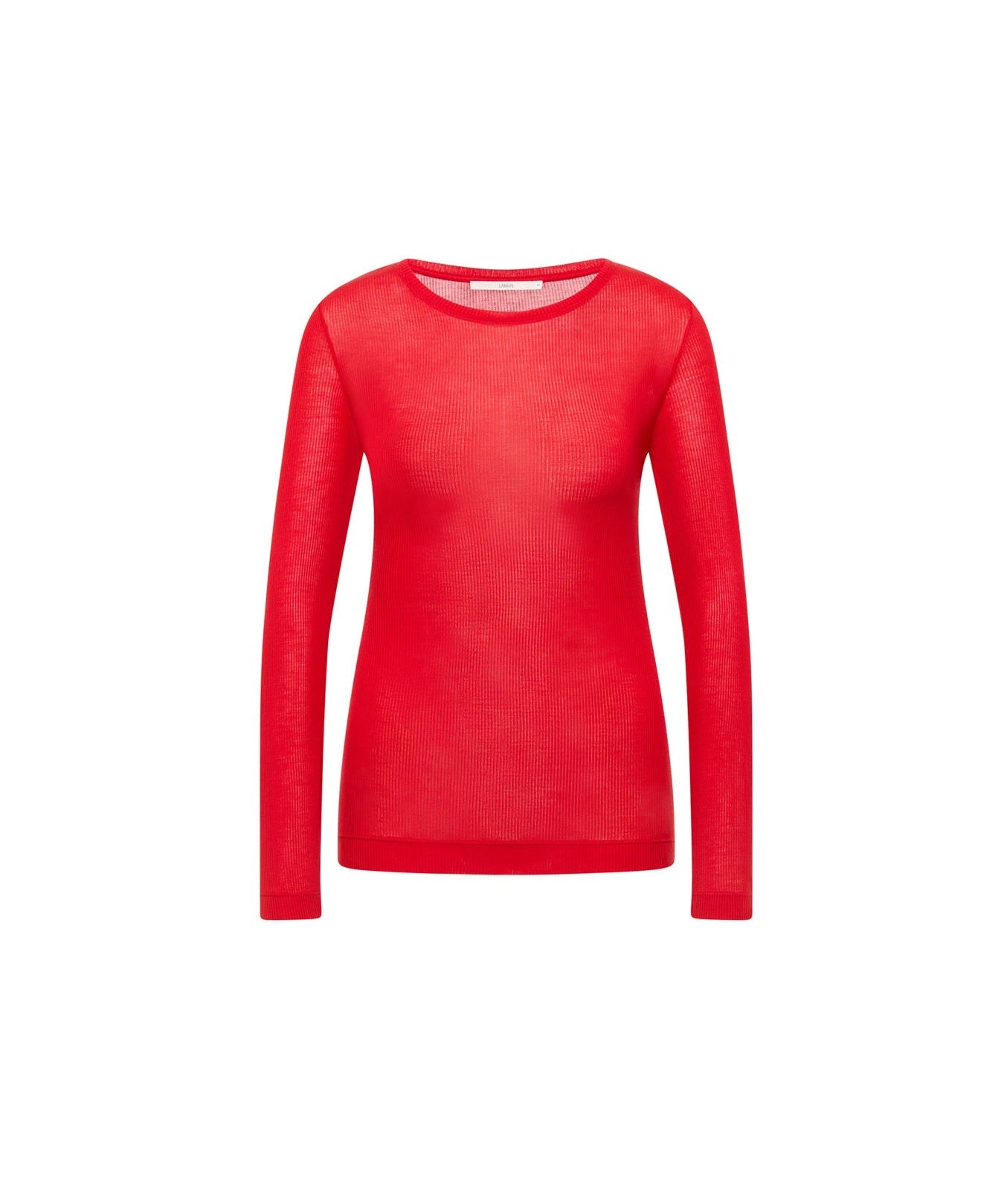 LANIUS long-sleeve T-shirt in red ribbed TENCEL Lyocell, front view