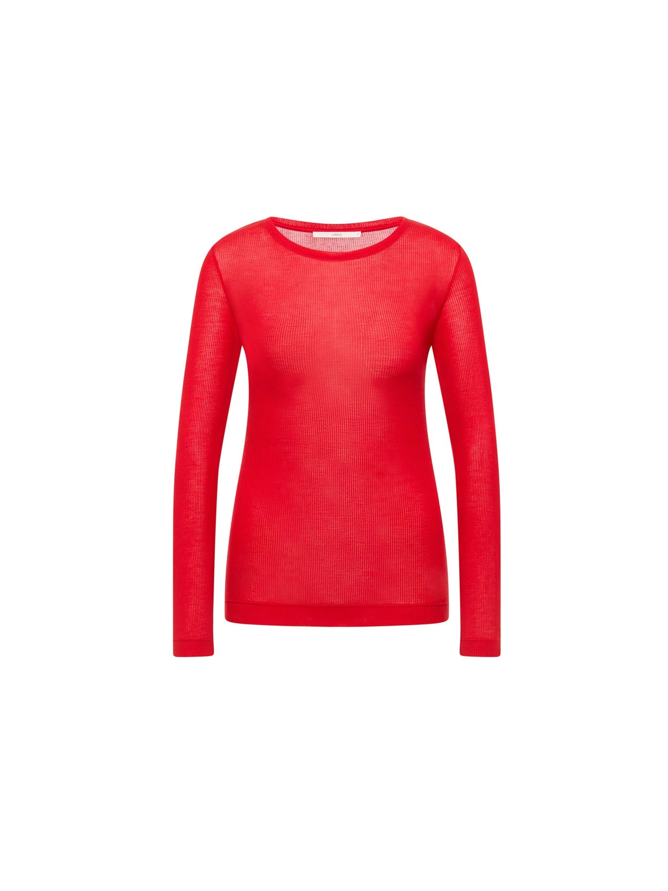 LANIUS long-sleeve T-shirt in red ribbed TENCEL Lyocell, front view