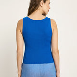 V-Neck Rib Knit Top - Lapis Blue by LANIUS — fair fashion in organic materials, view 4