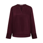 LANIUS V-Neck Tencel Blouse — Burgundy – view 3