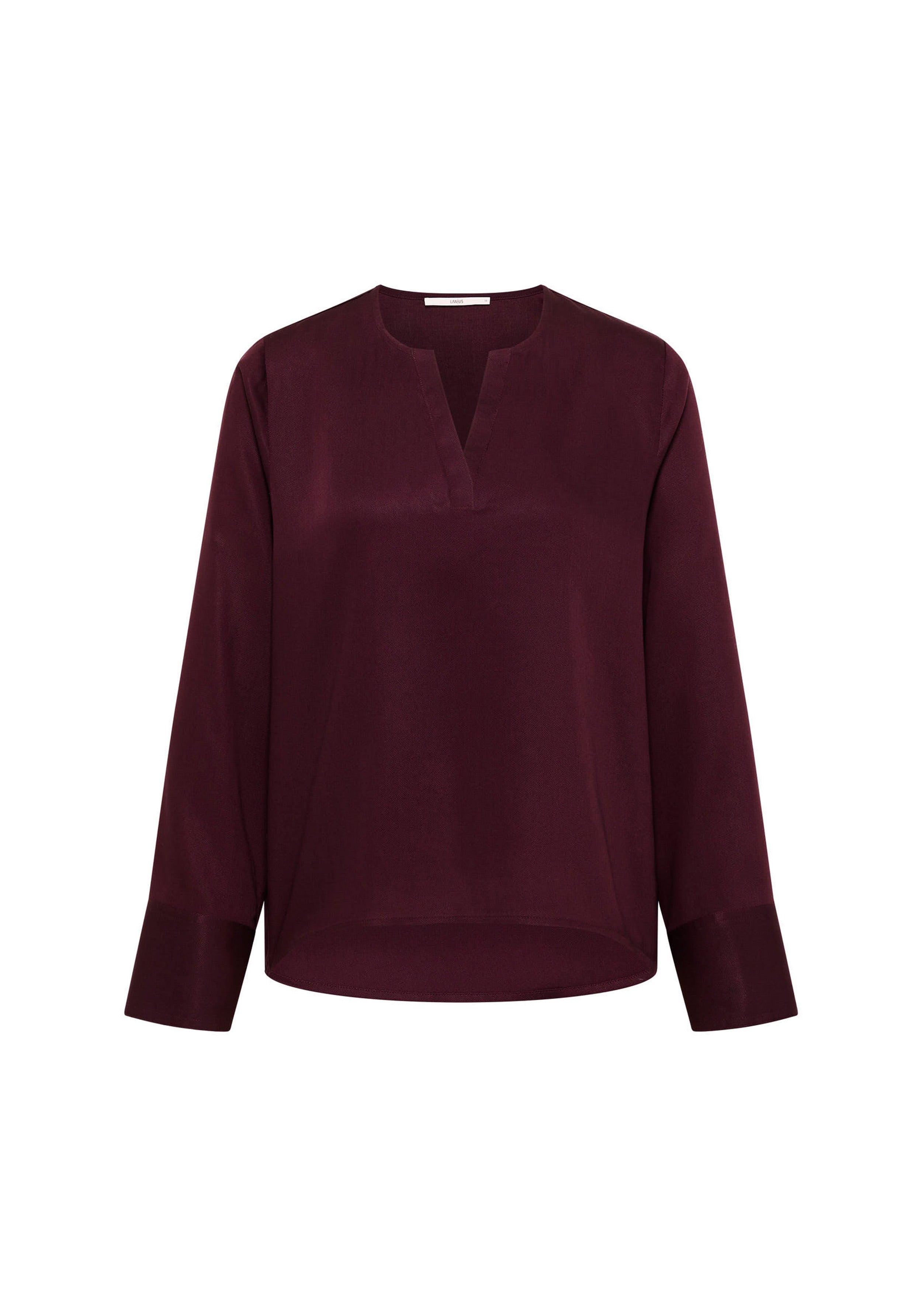 LANIUS V-Neck Tencel Blouse — Burgundy – view 3