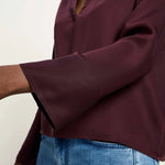 LANIUS V-Neck Tencel Blouse — Burgundy – view 5