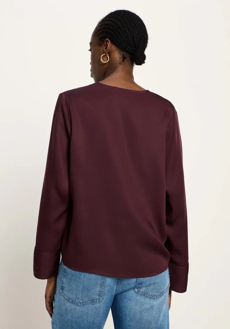 LANIUS V-Neck Tencel Blouse — Burgundy – view 6