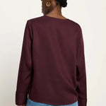 LANIUS V-Neck Tencel Blouse — Burgundy – view 6