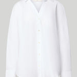 Lanius oversized white shirt showing the collar and button details