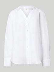 Lanius oversized white shirt showing the collar and button details