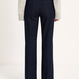 LANIUS Willow flared jeans in rinsed raw denim, back view