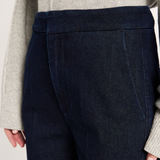 LANIUS Willow flared jeans in rinsed raw denim, close-up detail
