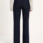 LANIUS Willow flared jeans in rinsed raw denim, close-up detail