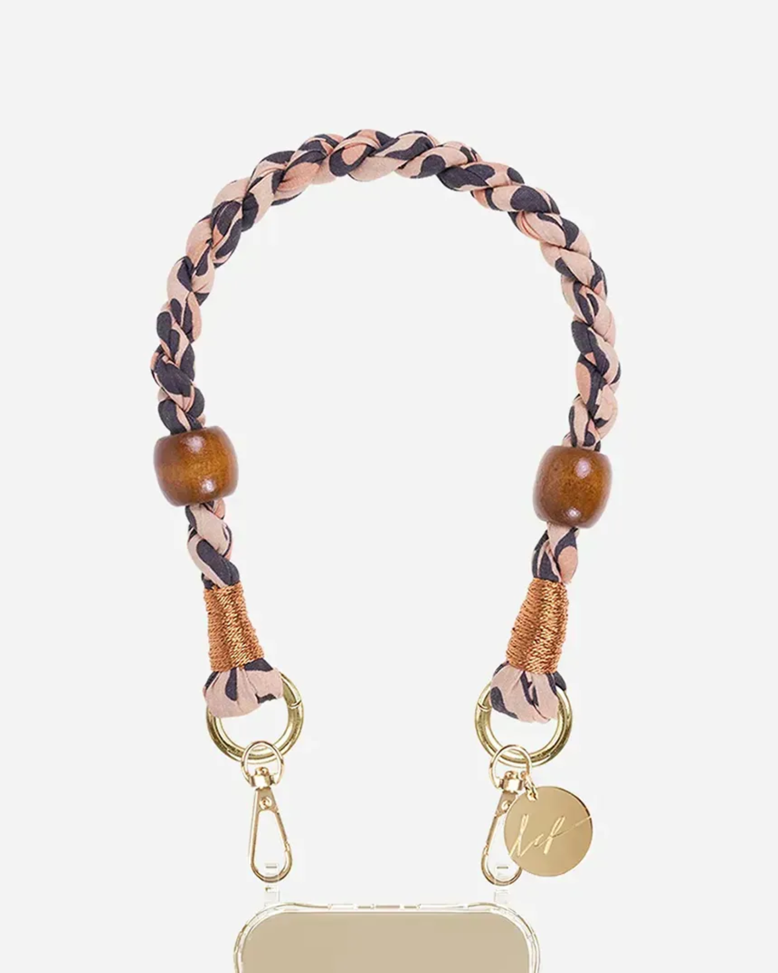 Leo Braided Wrist Phone Strap Leopard 40cm stylish braided phone accessory