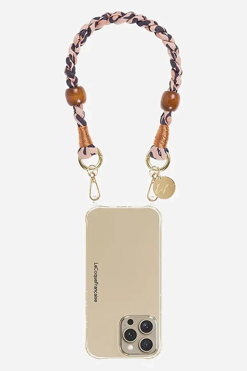 La Coque Française leopard phone strap styled with a matching iPhone ring case