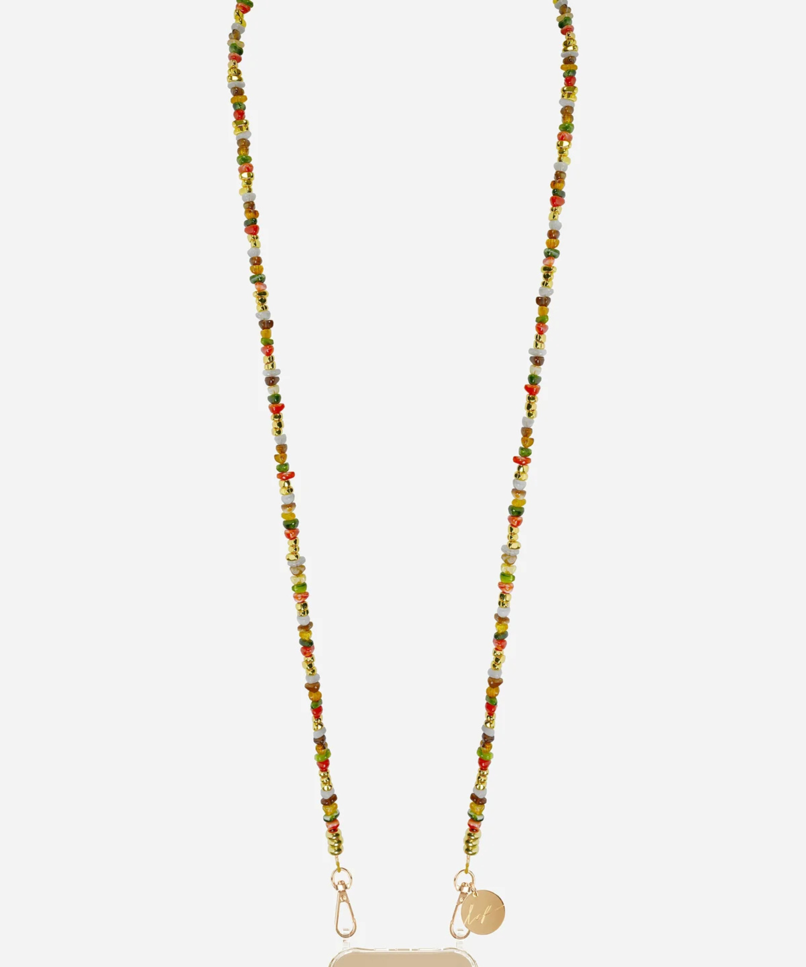Liviya Beaded Phone Chain Khaki Mix natural tone beaded smartphone accessory