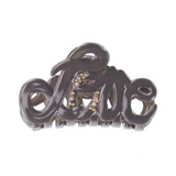 Taupe Love Swarovski Crystal Hair Claw 5 cm, front view close-up