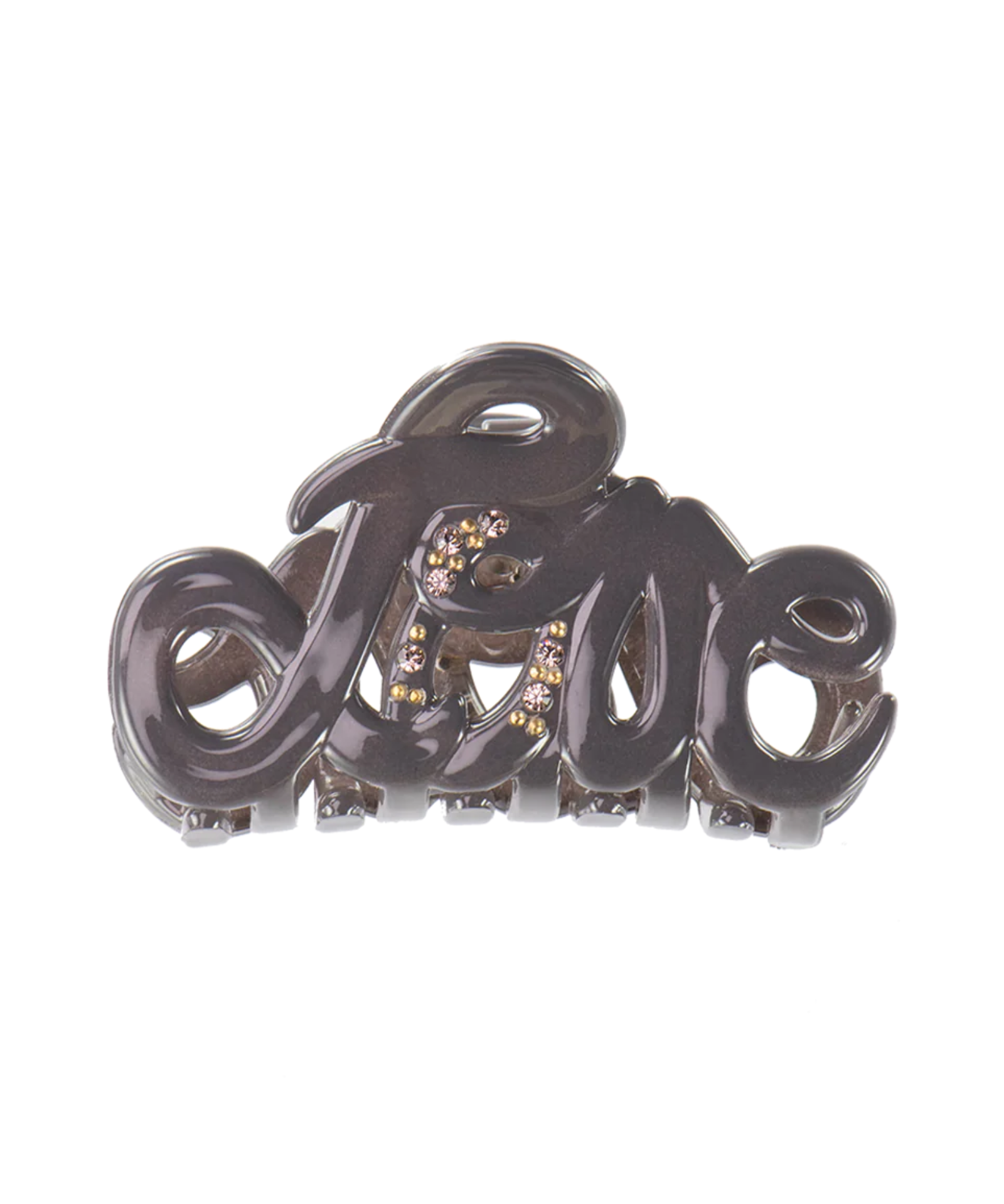 Taupe Love Swarovski Crystal Hair Claw 5 cm, front view close-up