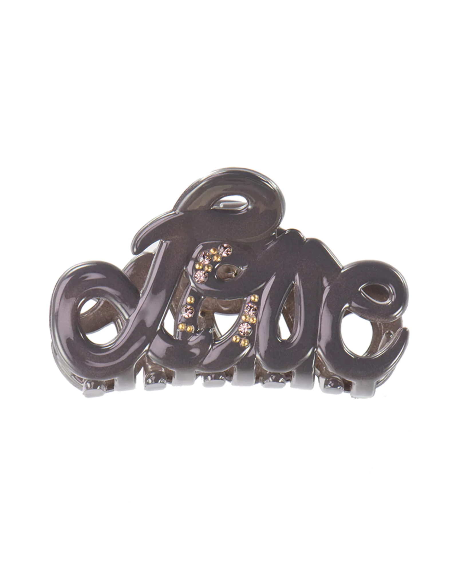 Taupe Love Swarovski Crystal Hair Claw 5 cm, front view close-up